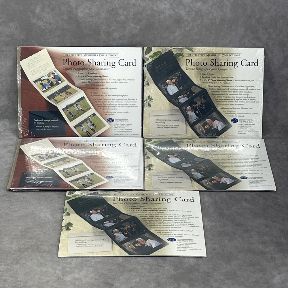 NEW Lot Of 5 Vtg Creative Memories Photo Sharing Card (3) 2001 (2) 2002 Retired
